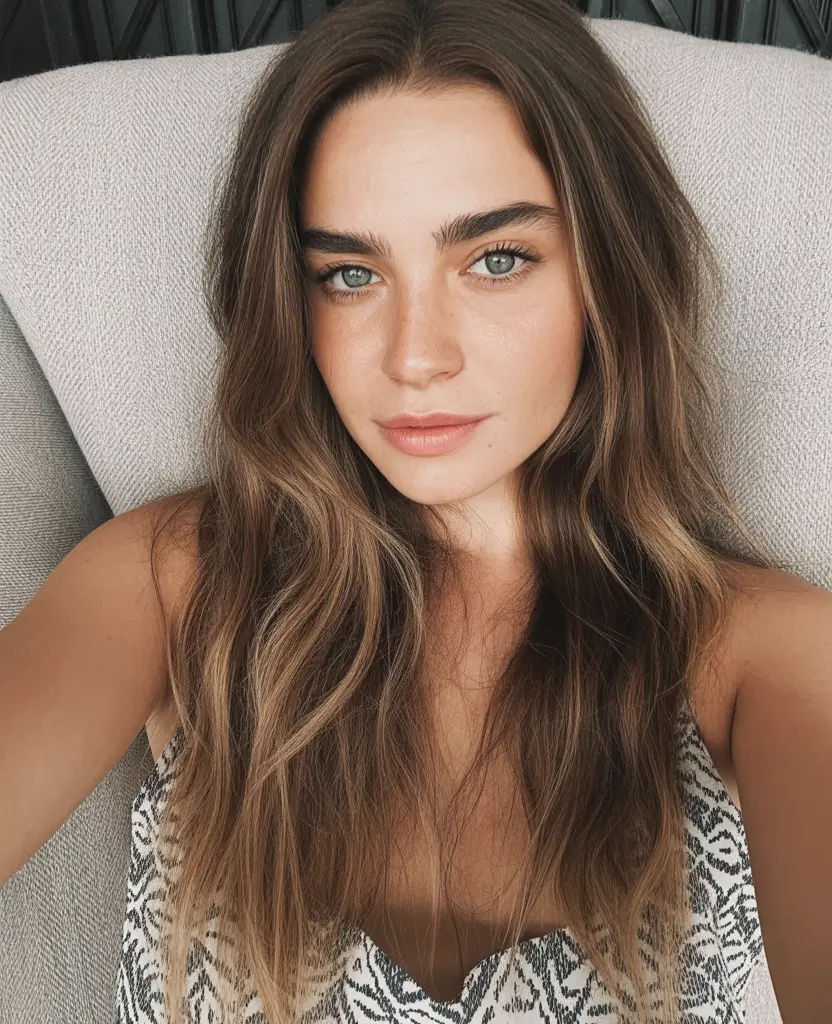 cores de cabelo castanho inverno natural longo morena balayage