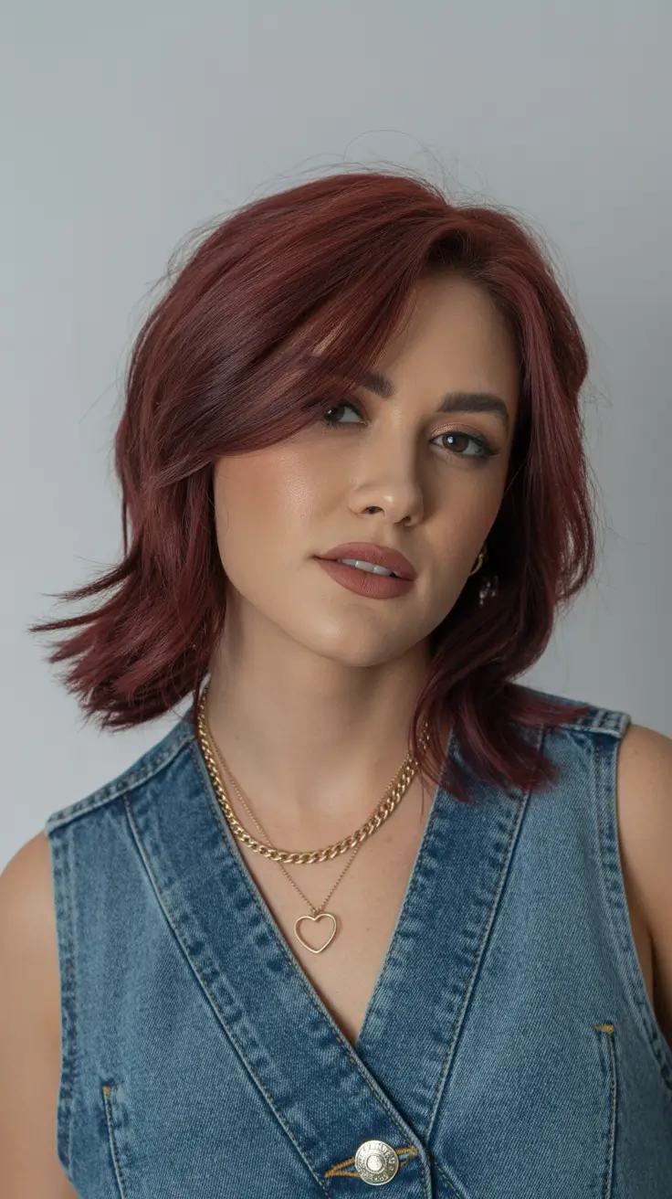 Destaques da cor do cabelo inverno 2025-2026 Camadas vermelho amoreira