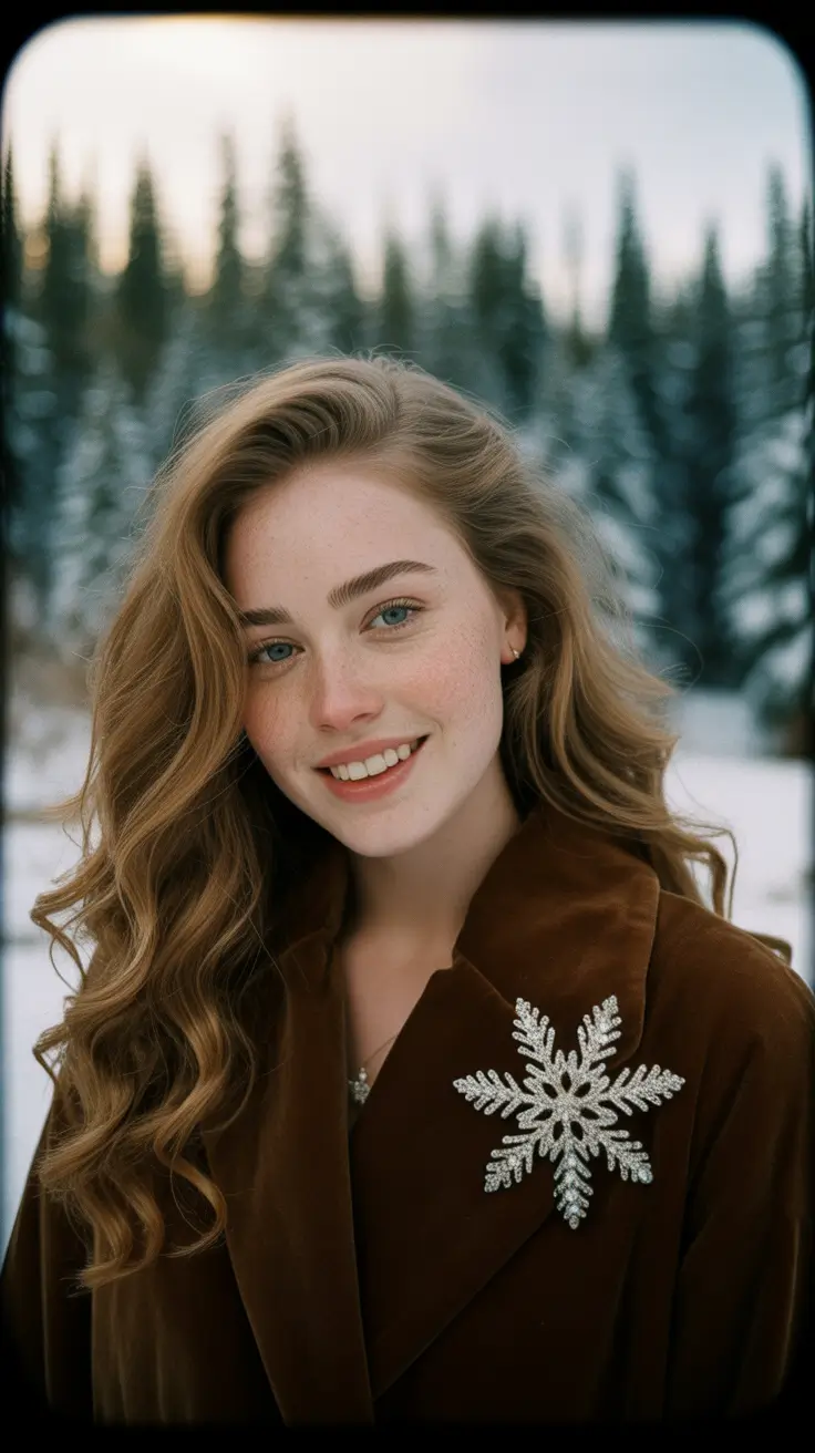 Destaques da cor do cabelo inverno 2025-2026 Morena dourada com brilho nevado