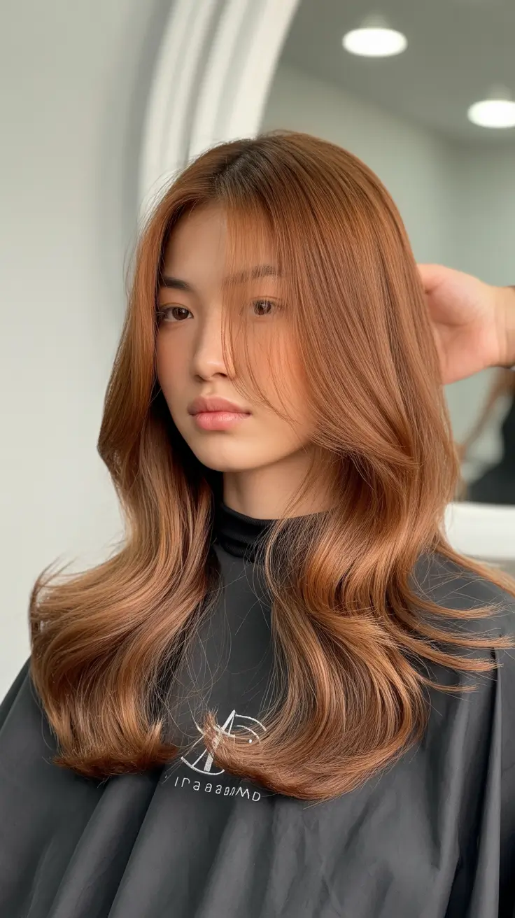 cor de cabelo de inverno para morenas-vermelho-escuro-castanho-avermelhado-sedoso-auburn-castanho-mistura