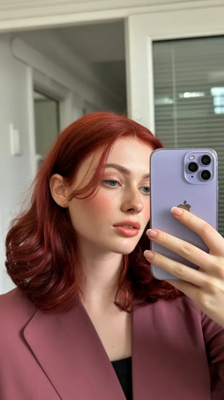 cor de cabelo de inverno para morenas-vermelho-escuro-auburn-Classic-Red-Auburn-Lob