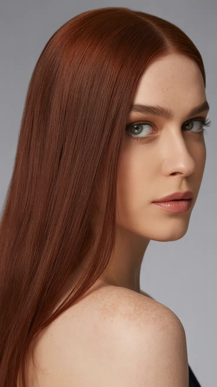 cor de cabelo de inverno para morenas-vermelho-escuro-castanho-avermelhado-Sleek-Castanha-Auburn-Elegance