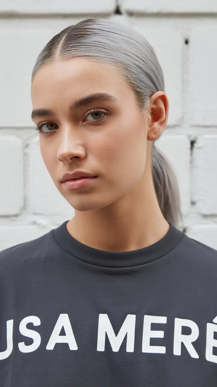 Tendências de cores de cabelo inverno 2025-2026 rabo de cavalo prateado metálico