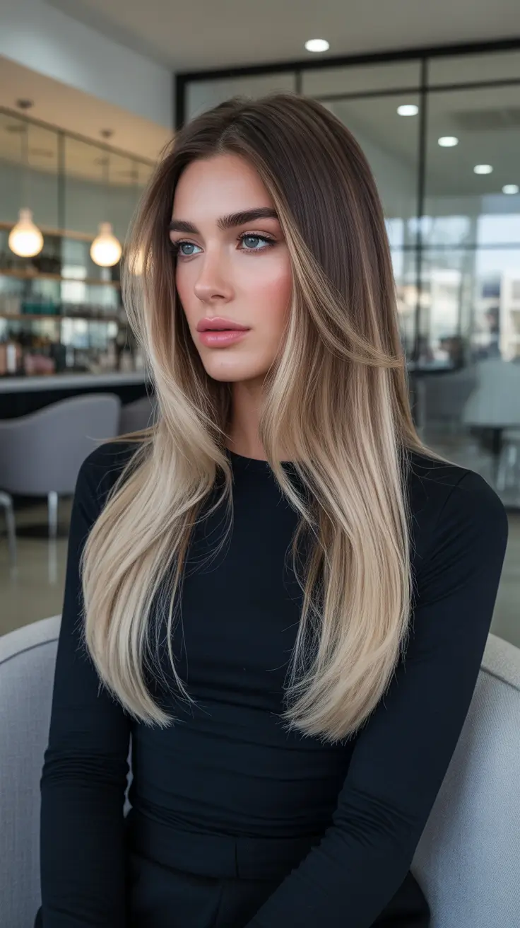 Tendências de cores de cabelo inverno 2025-2026 Champagne Blonde Balayage