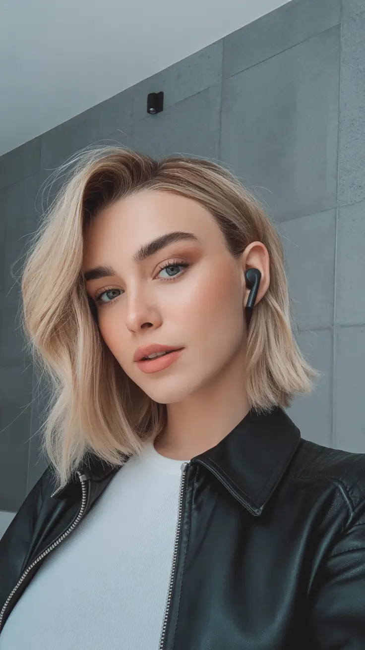 paleta de cores de inverno suave cabelo Short Chic Blonde Bob