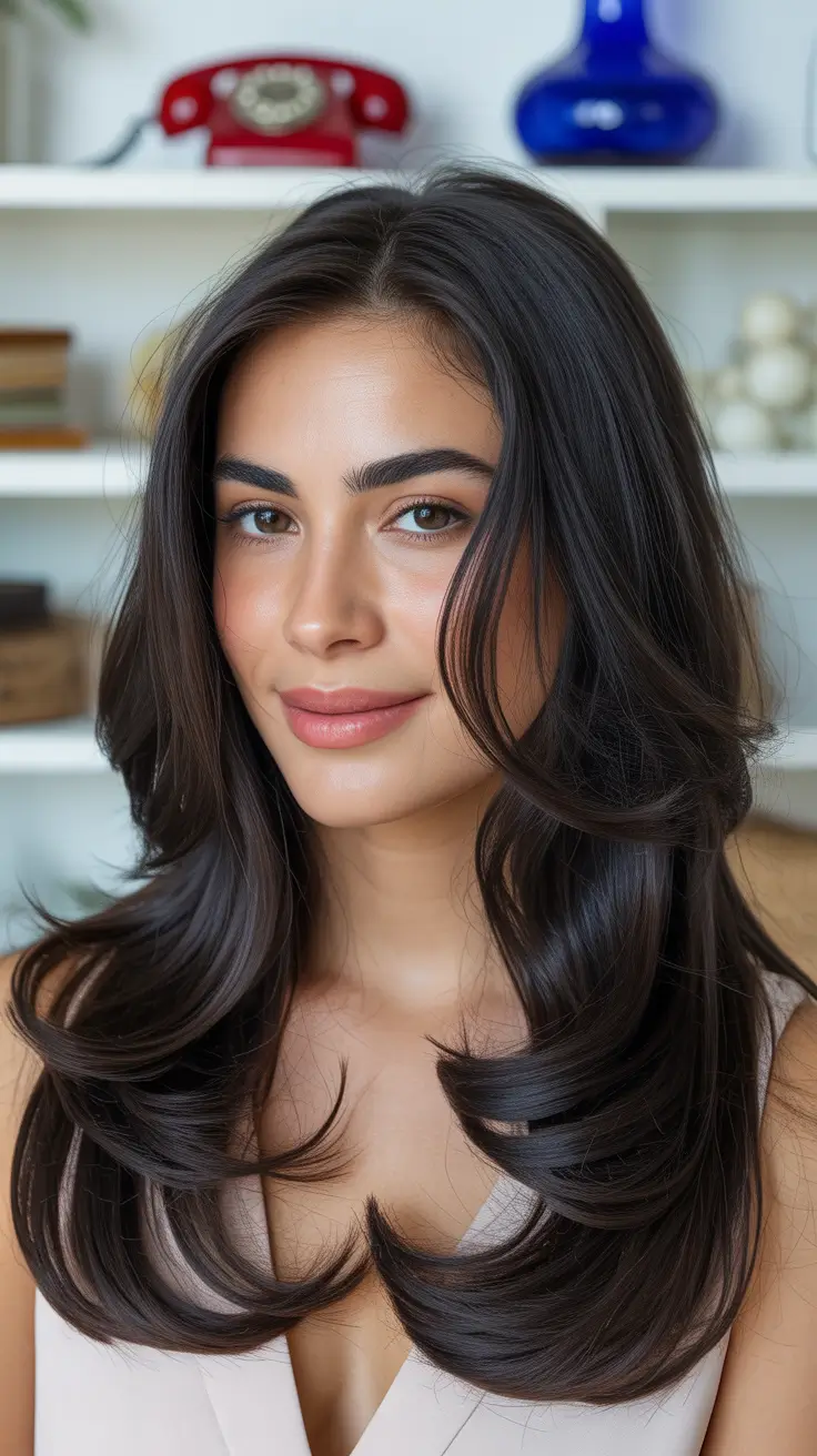 melhor cor de cabelo para inverno suave Morena meia-noite com acabamento brilhante