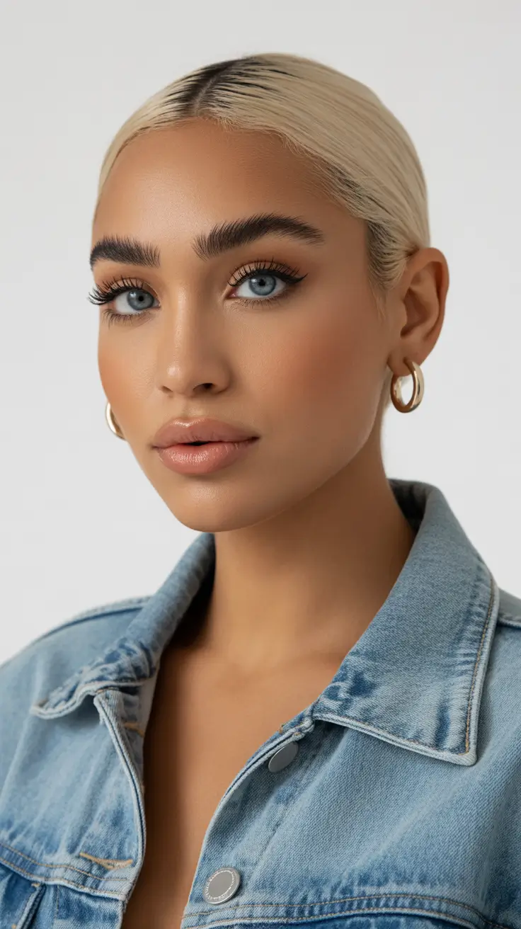 cor de cabelo de inverno para mulheres de pele escura Platinum Sleek Updo