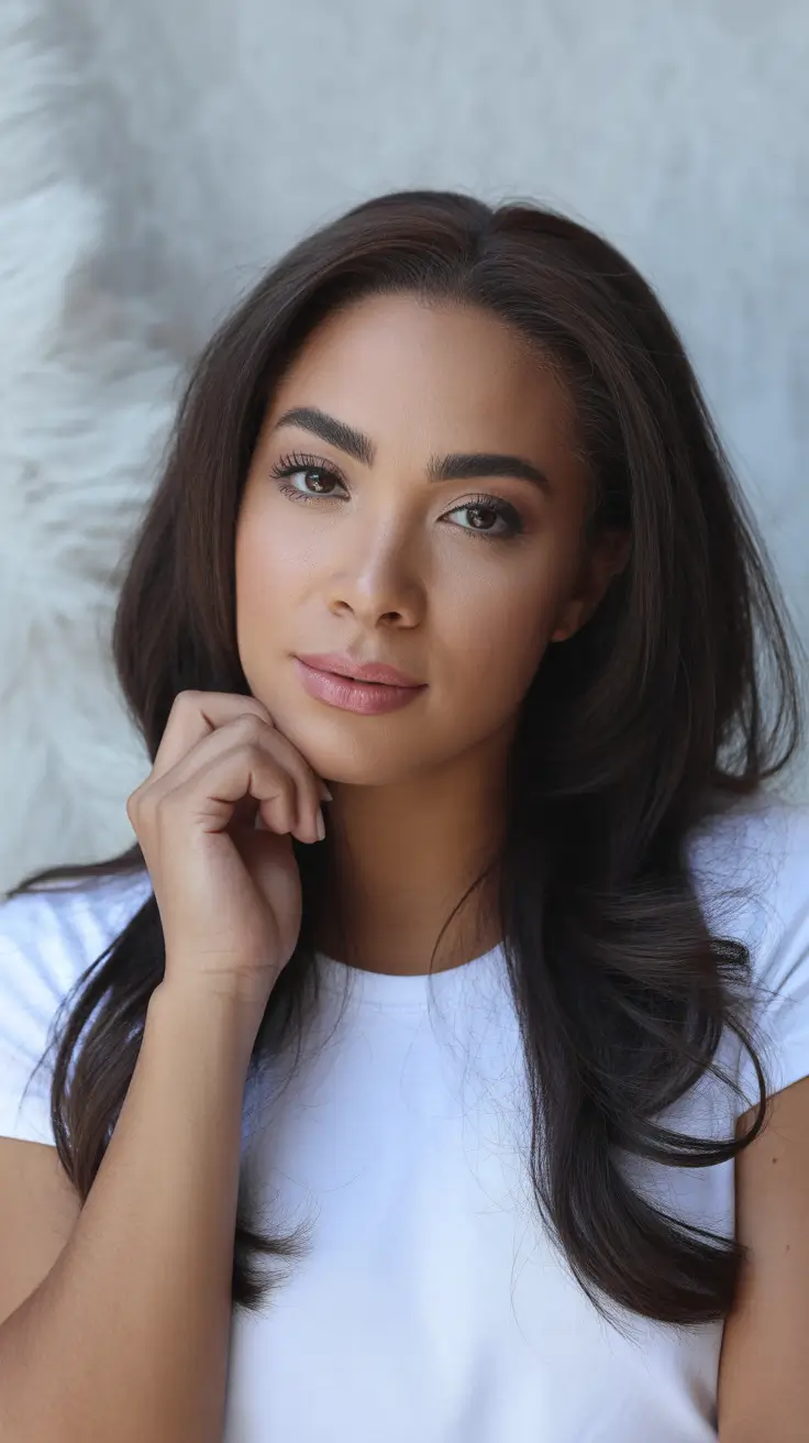 ideias de cores de cabelo de inverno para pele escura Camadas macias de cacau