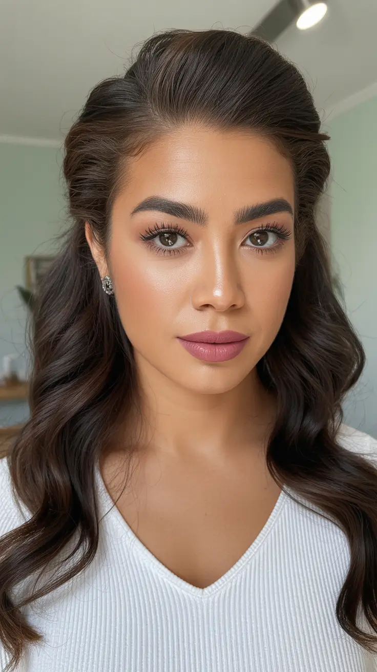 cor de cabelo de inverno em pele escura Morena polida meio para cima