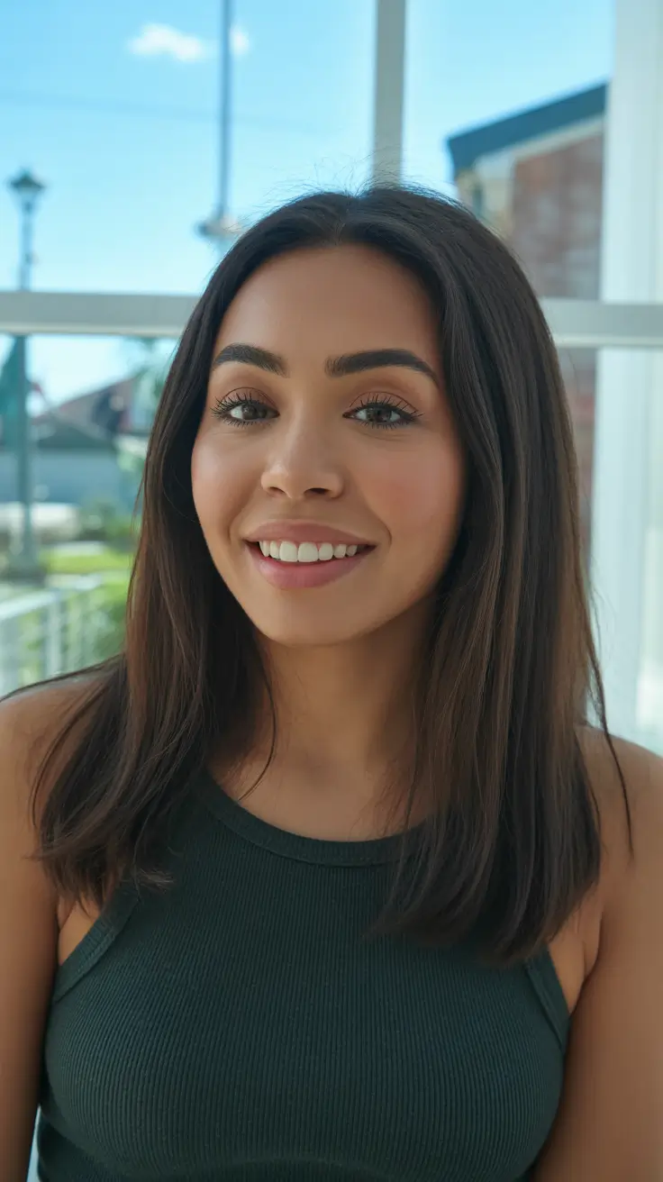 cor de cabelo de inverno em pele escura Morena natural com brilho sutil