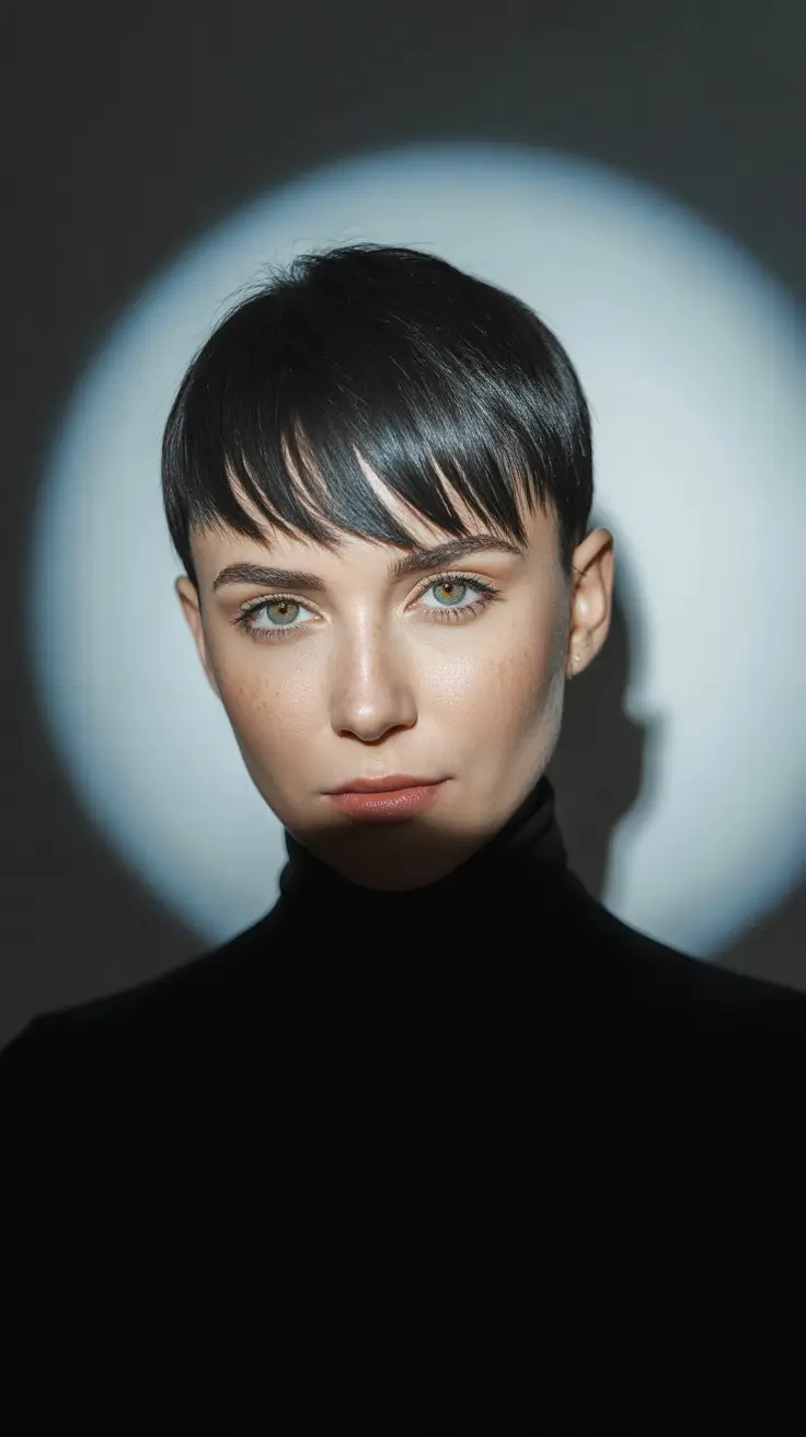 cortes de cabelo pixie de inverno Raven Sleek Micro Pixie