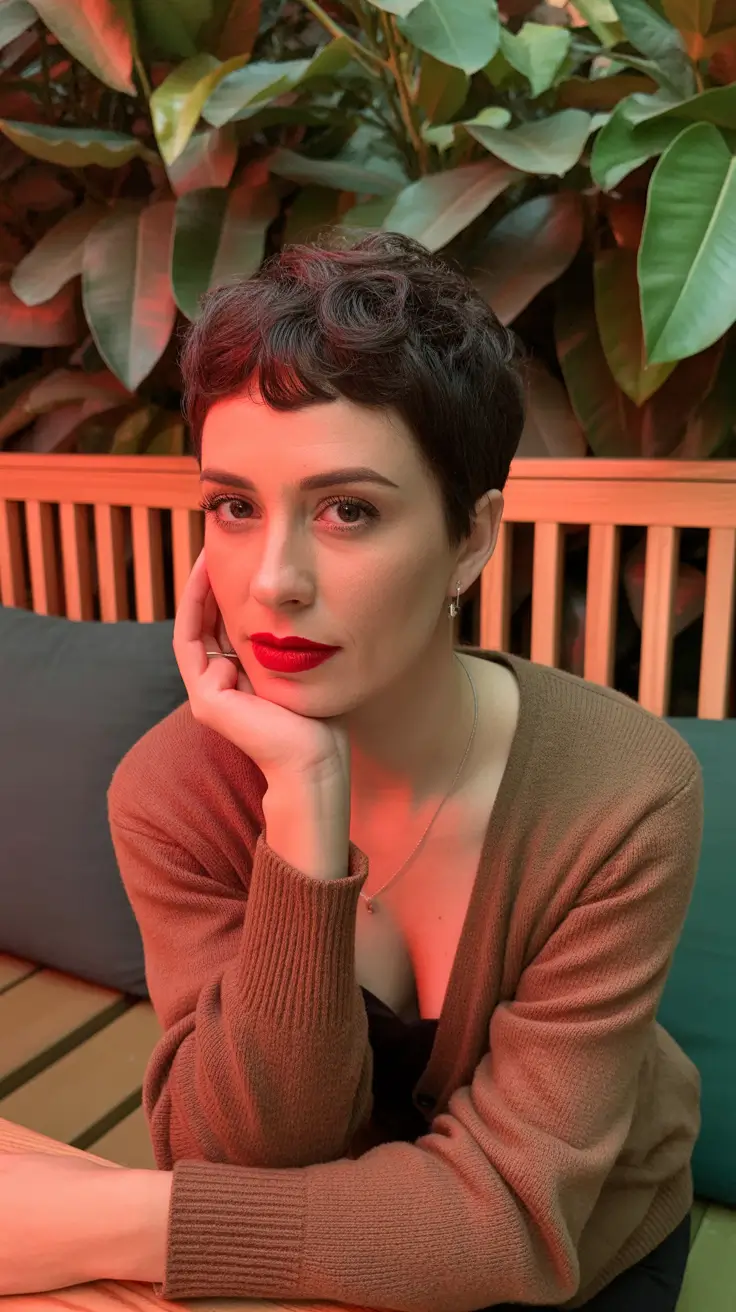 cortes de cabelo pixie de inverno 2025-2026 Retro Espresso Curl Pixie