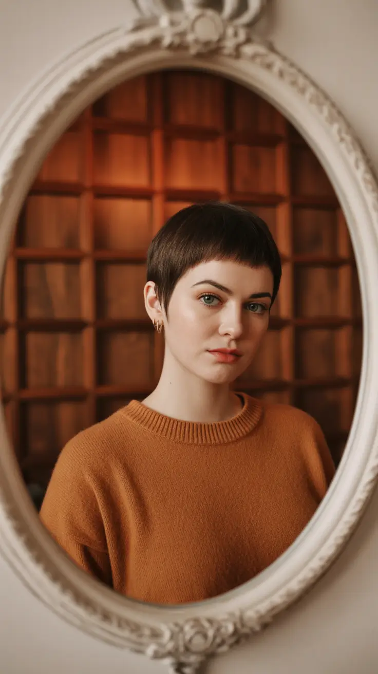 corte de cabelo pixie de inverno 2026 Amber Sleek Micro Pixie