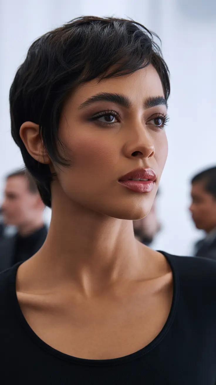 corte de cabelo pixie de inverno aespa Runway Soft Layered Pixie