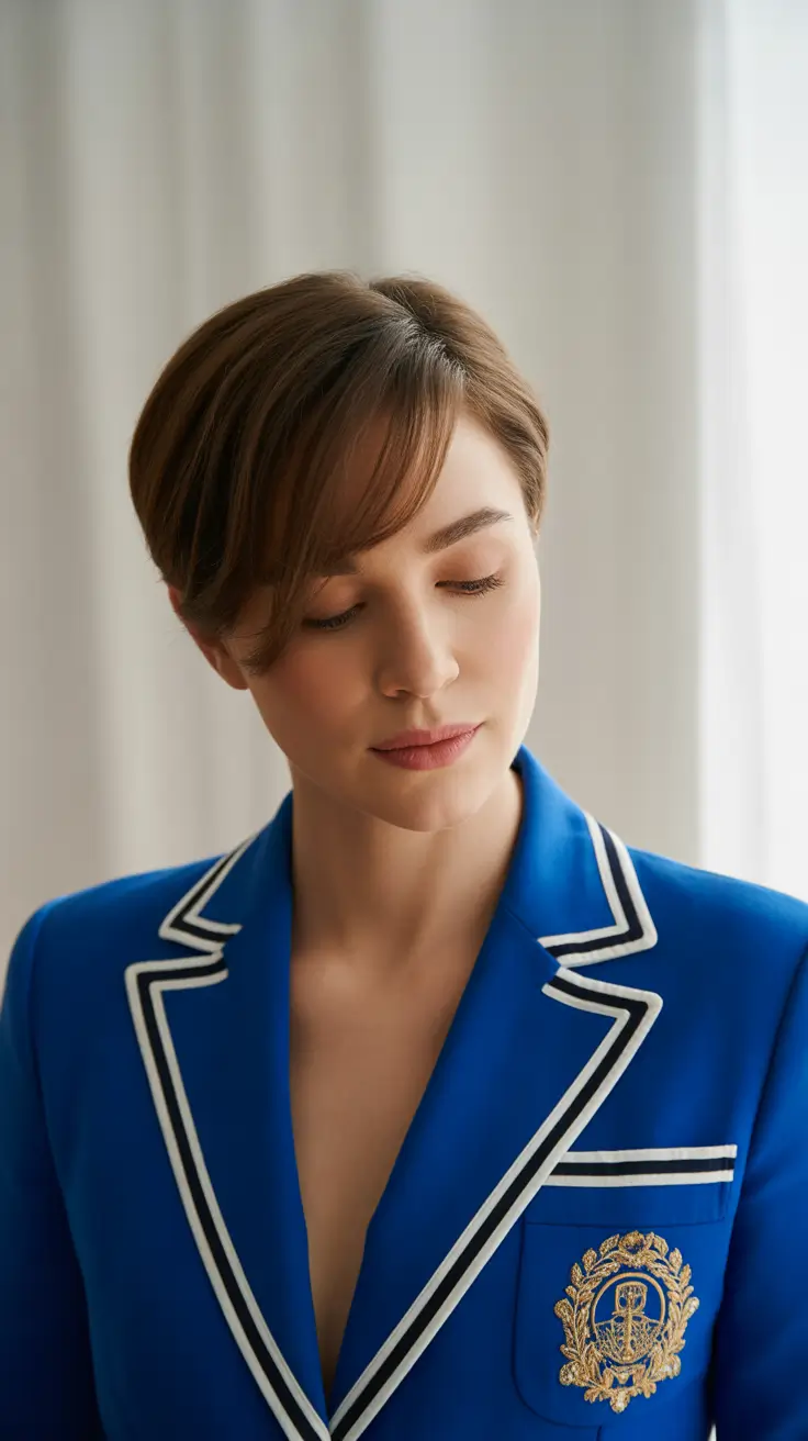 corte de cabelo pixie bob inverno Castanha polida Pixie Bob