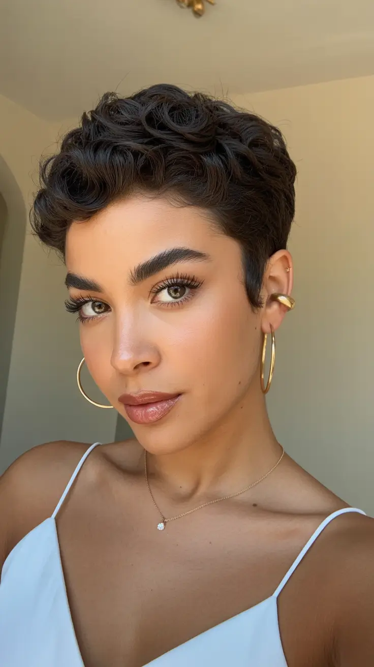 corte de cabelo pixie de inverno mulheres negras Golden Cocoa Pixie para mulheres negras