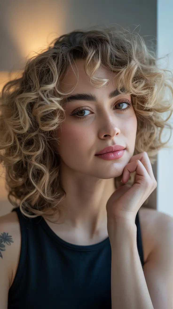 cortes de cabelo curtos de inverno 2025 - 2026 Curly Winter Shag