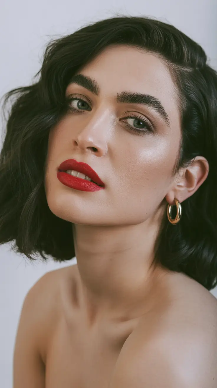 cortes de cabelo curtos de inverno 2025 - 2026 Classic Jet-Black Wave