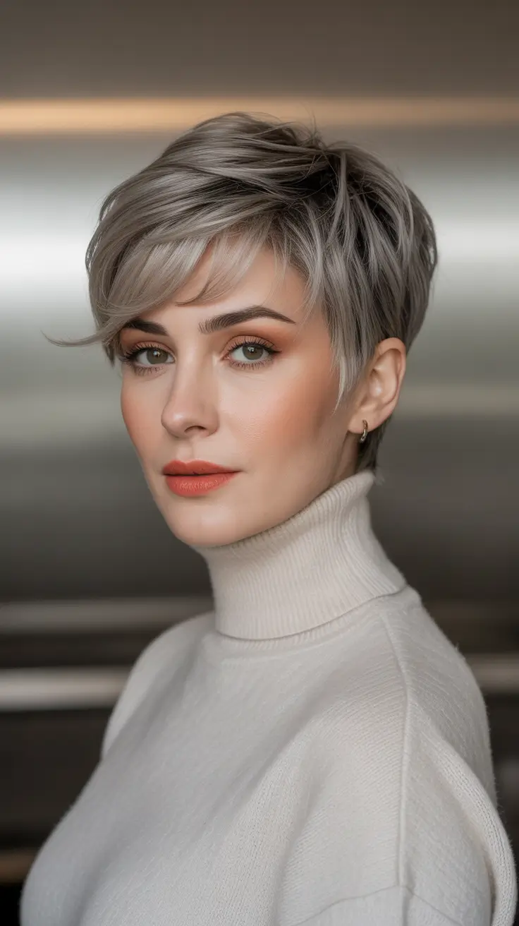 cortes de cabelo curtos de inverno 2025 - 2026 Frosted Pixie Elegance