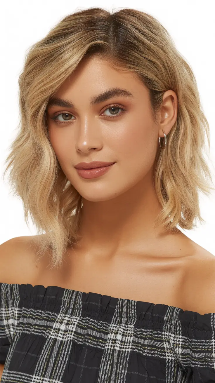 cortes de cabelo curtos de inverno 2025 - 2026 Golden Wavy Bob