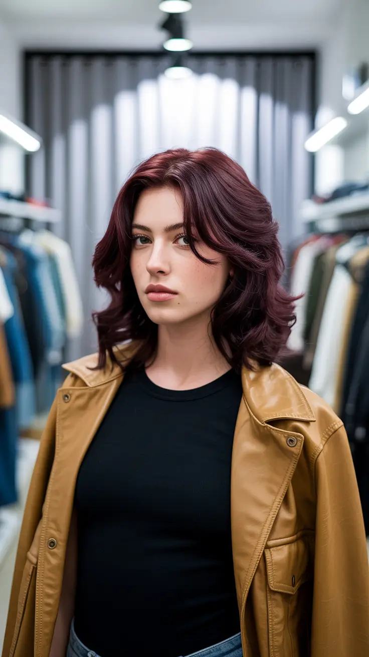 cores de cabelo escuro de inverno camadas bordô