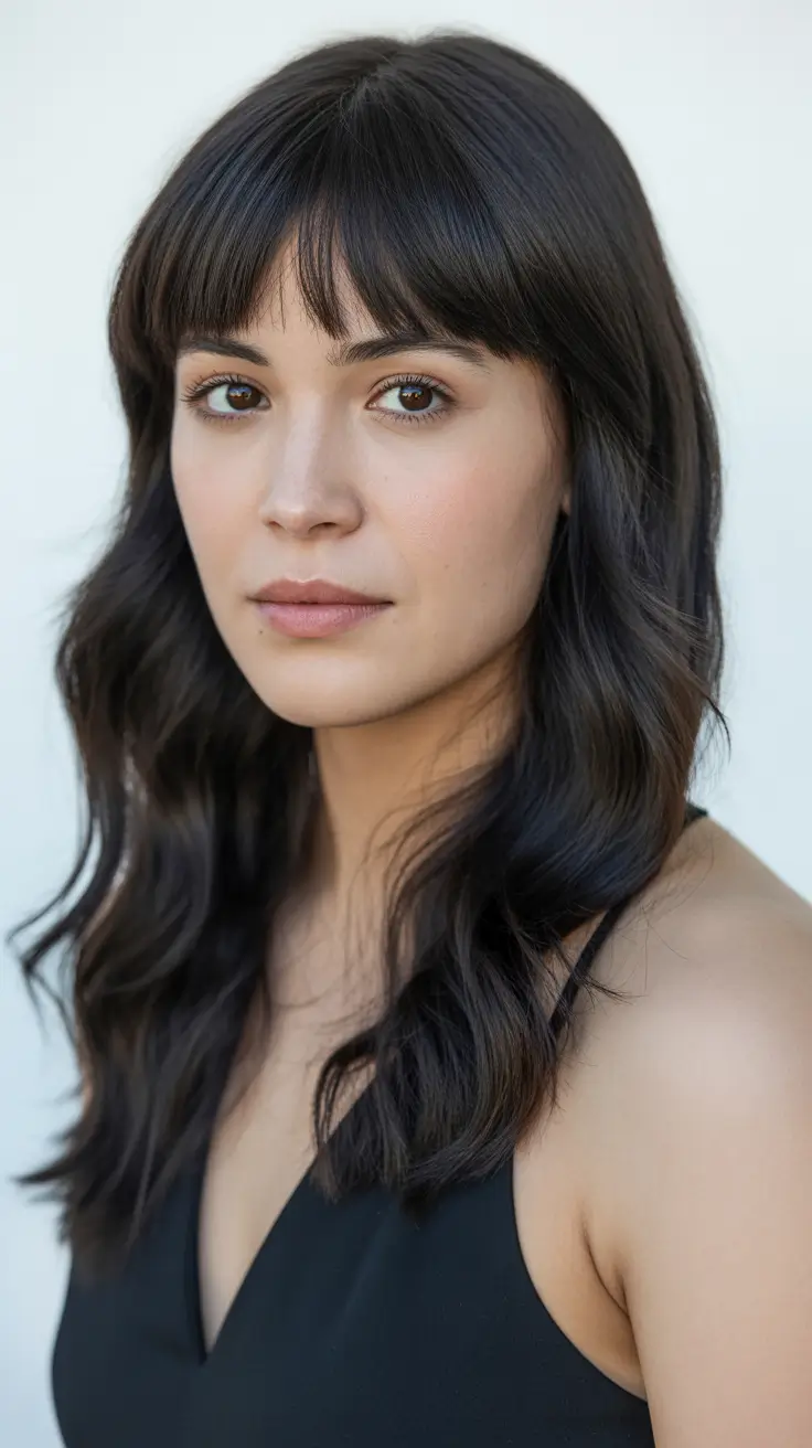 cor de cabelo escuro de inverno morenas franja expresso