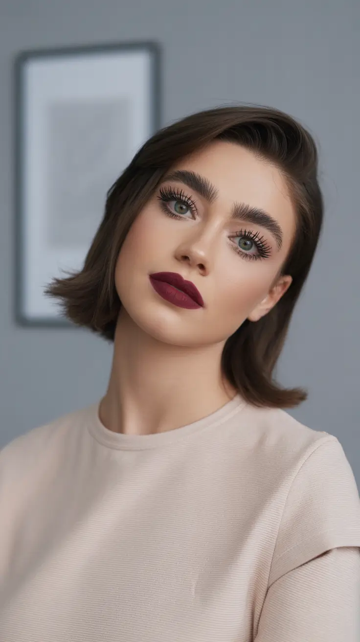 cor de cabelo escuro de inverno morena cinza bob