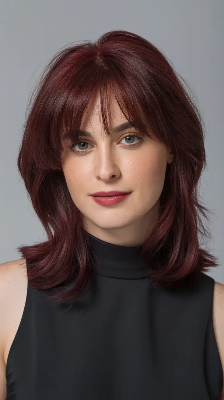 cores de cabelo escuro de inverno 2025 franja vermelha