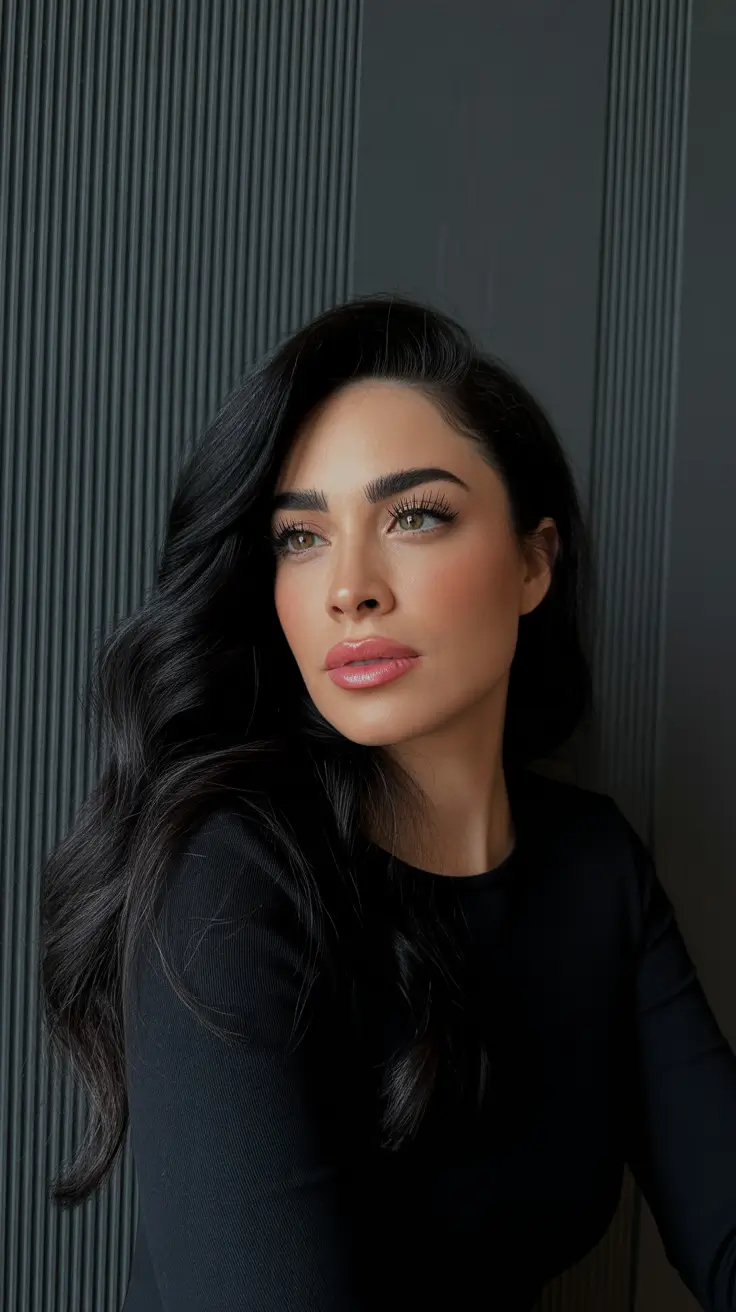 cor de cabelo escuro de inverno, ondas pretas