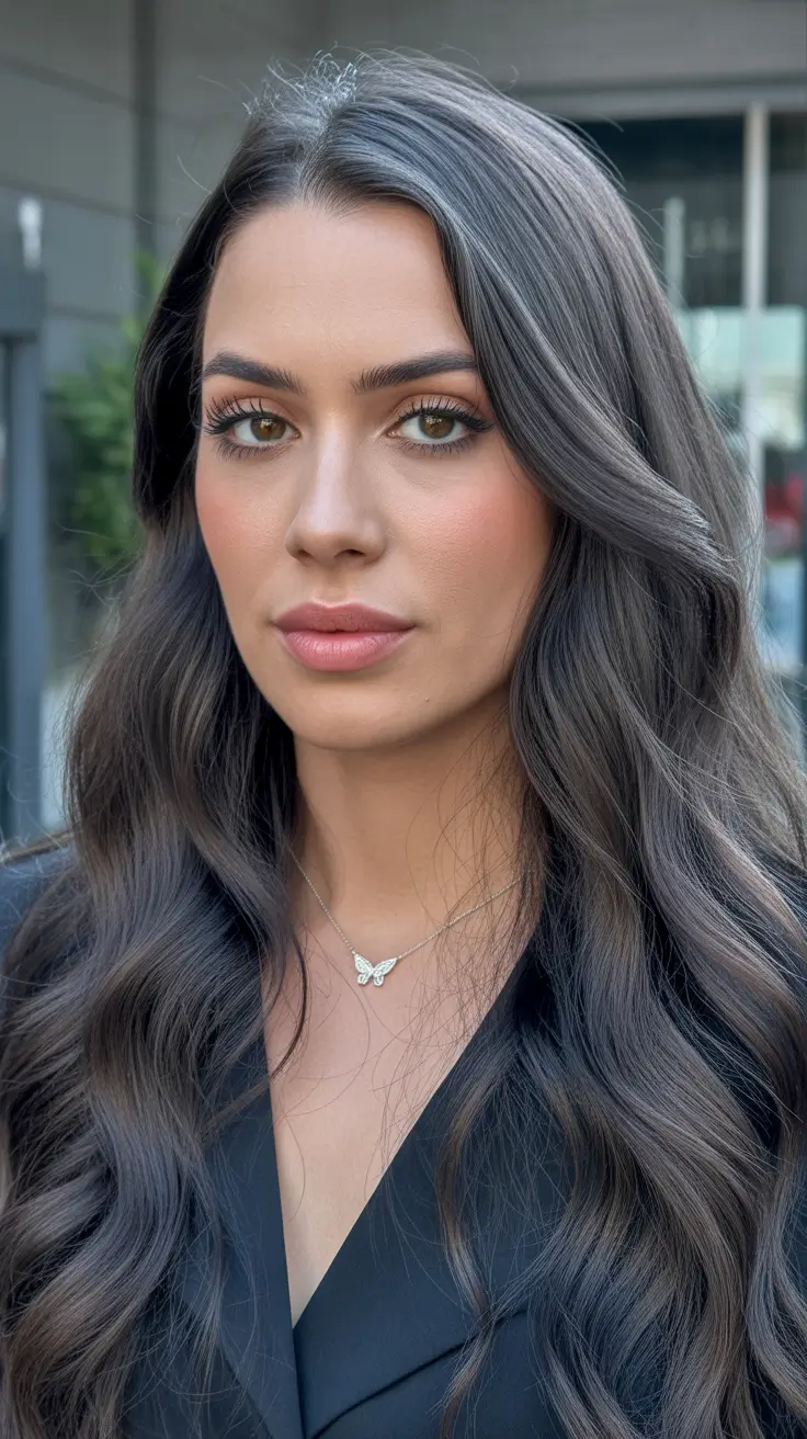 cabelo escuro de inverno com ondas expresso