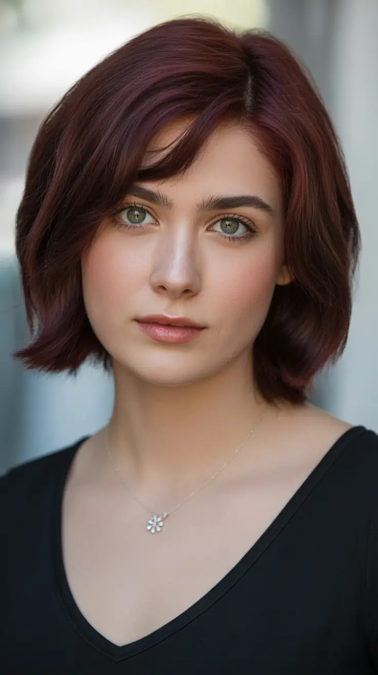 cor de cabelo de inverno cortes de cabelo curtos bob marrom Classic Chestnut Bob