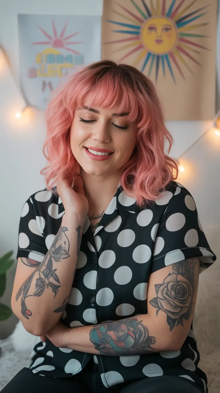 cortes de cabelo e cores de inverno Rosy Candy Waves