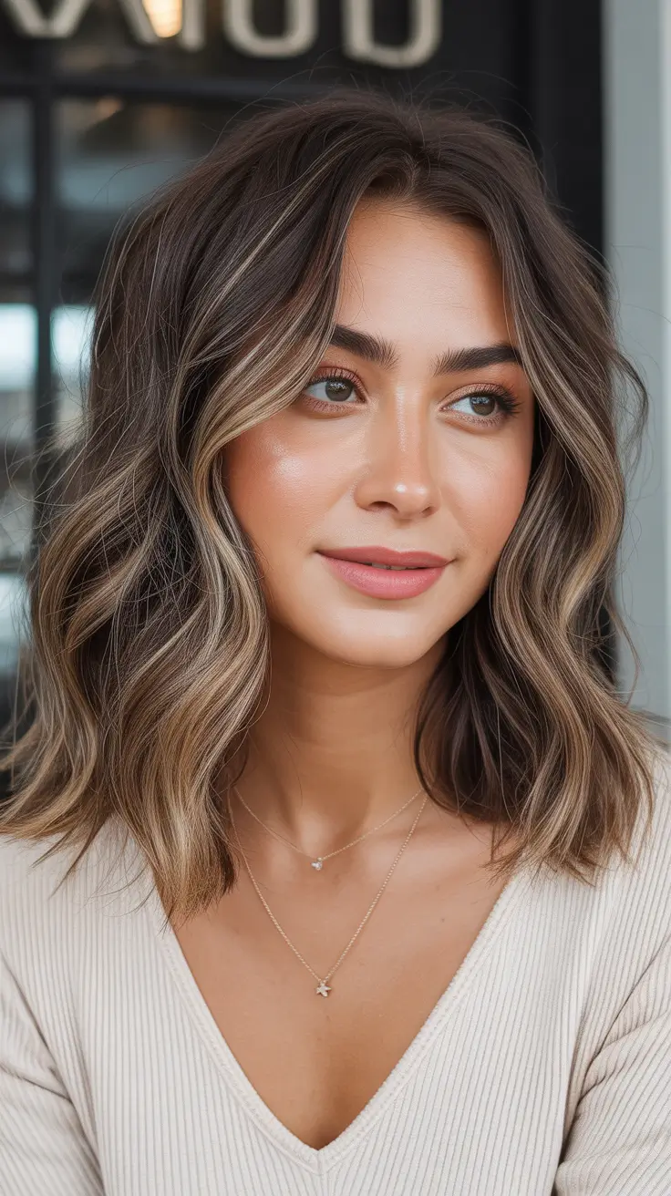 Idéias para cores de cabelo Balayage 2026 Ondas Balayage morenas suaves