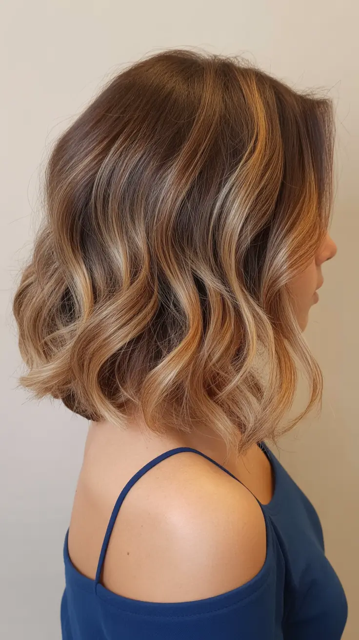Idéias para cores de cabelo Balayage 2026 Caramelo Suave Balayage Bob