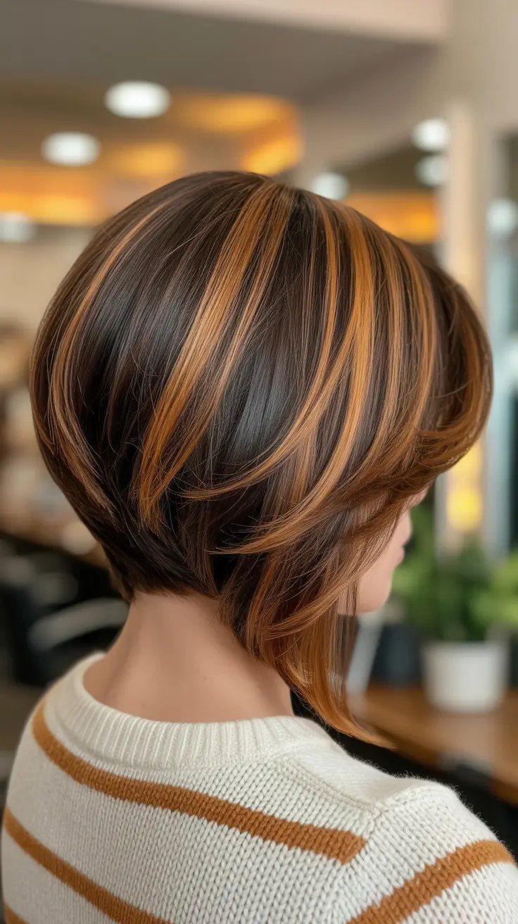 Idéias para cores de cabelo Balayage 2026 Âmbar Cobre Balayage Pixie-Bob