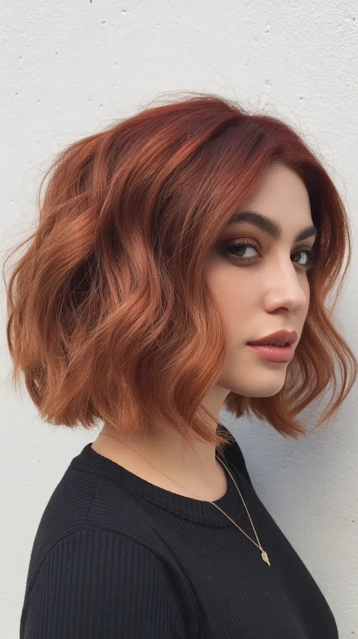 Idéias para cores de cabelo Balayage 2026 Balayage vermelho com textura desgrenhada