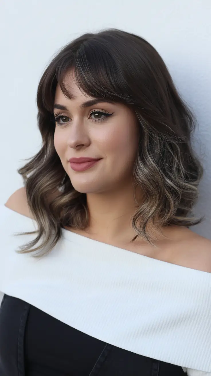 Idéias para cores de cabelo Balayage 2026 Balayage morena esfumaçada com ondas suaves