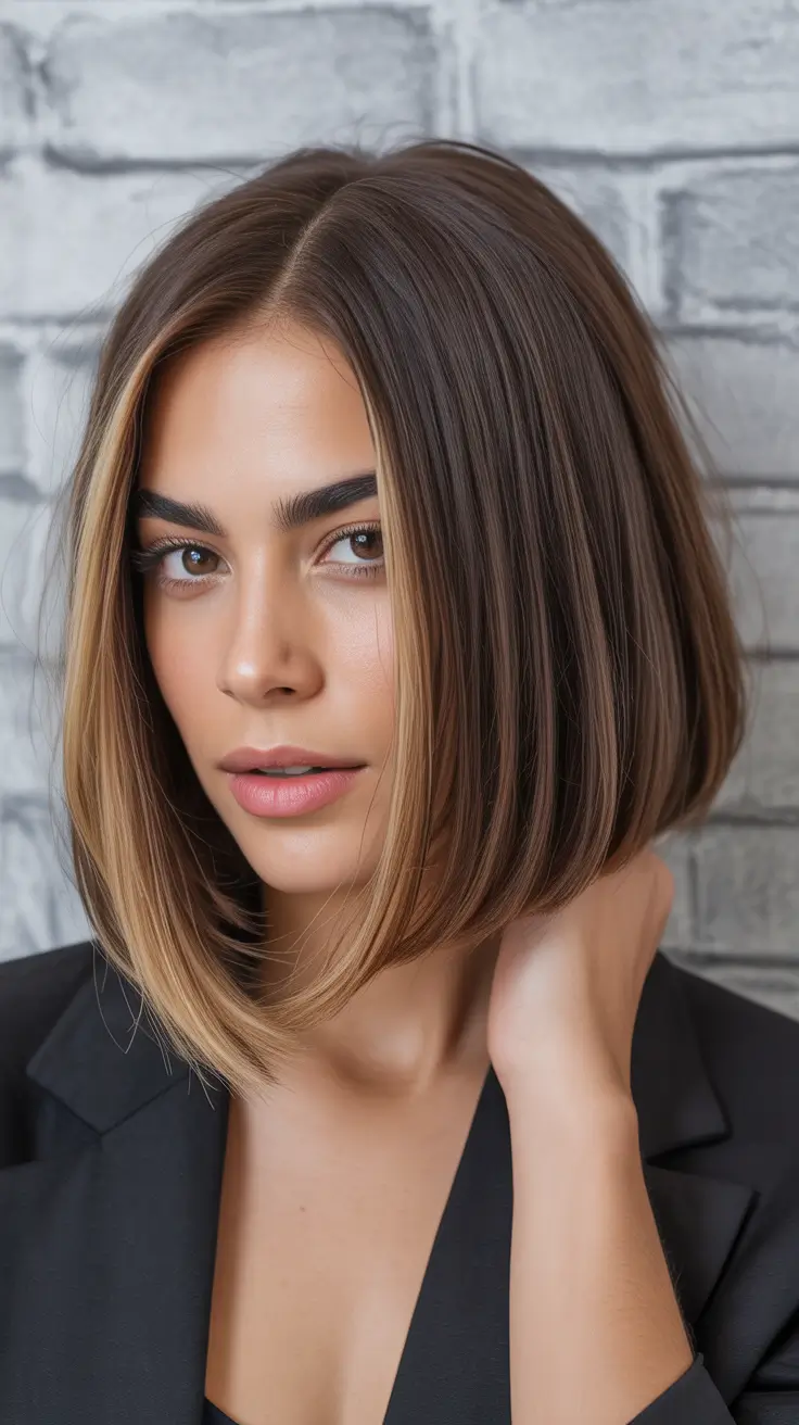 Balayage Hair Color Ideas 2026 Classic Straight Bob com destaques loiro bebê