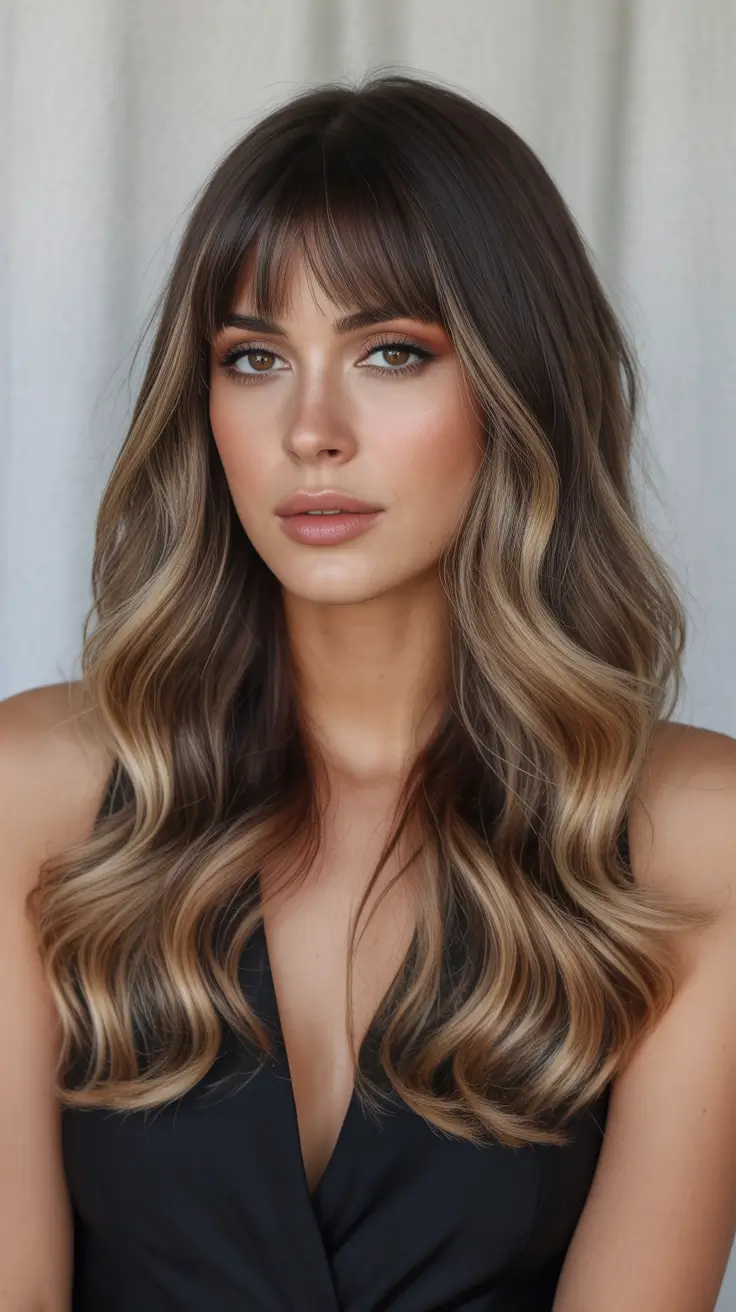 Idéias para cores de cabelo Balayage 2026 Golden Balayage para morenas com camadas