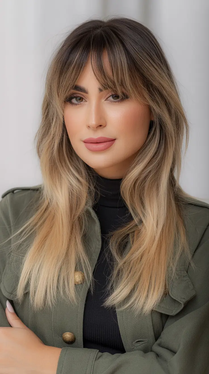 Idéias para cores de cabelo Balayage 2026 Shag moderno com louro parcial Balayage