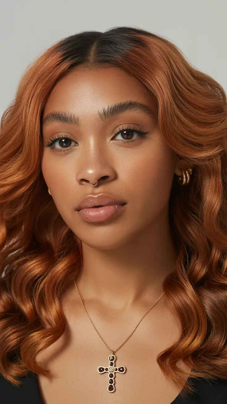 Melhor cor de cabelo para pele morena 2026 Golden Copper Elegance