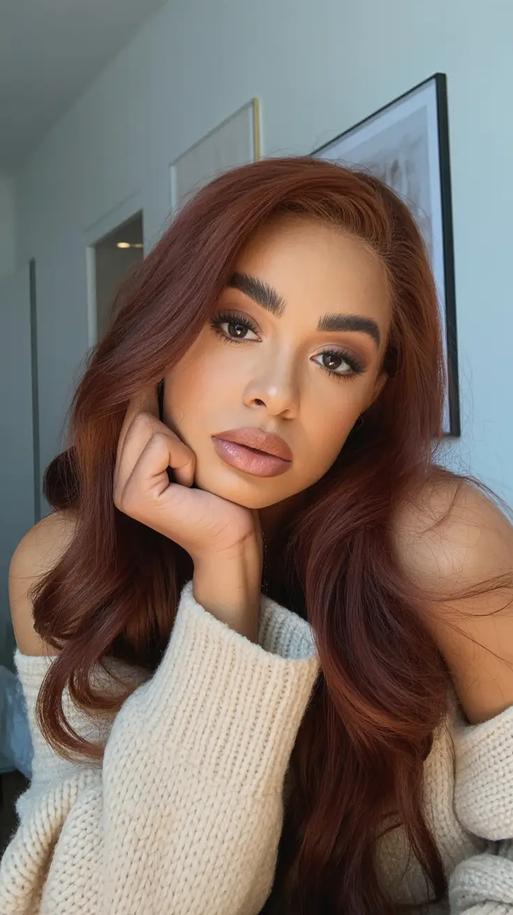 Melhor cor de cabelo para pele morena 2026 Rusty Cinnamon Glow