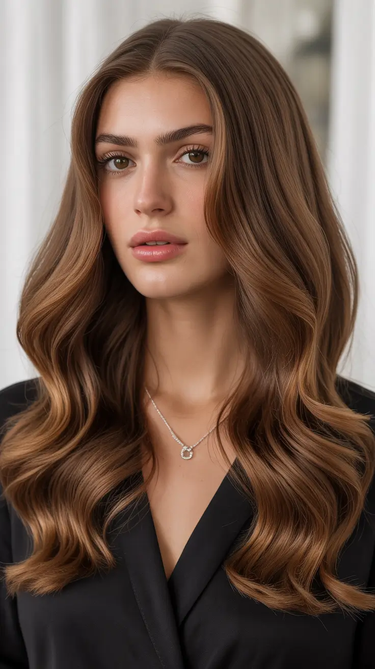 cores de cabelo castanho 2026 Golden Chocolate Waves