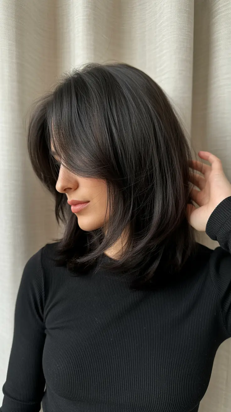 Cor de cabelo morena em tom frio 2026 Midnight Brunette Layers com dimensão neutra