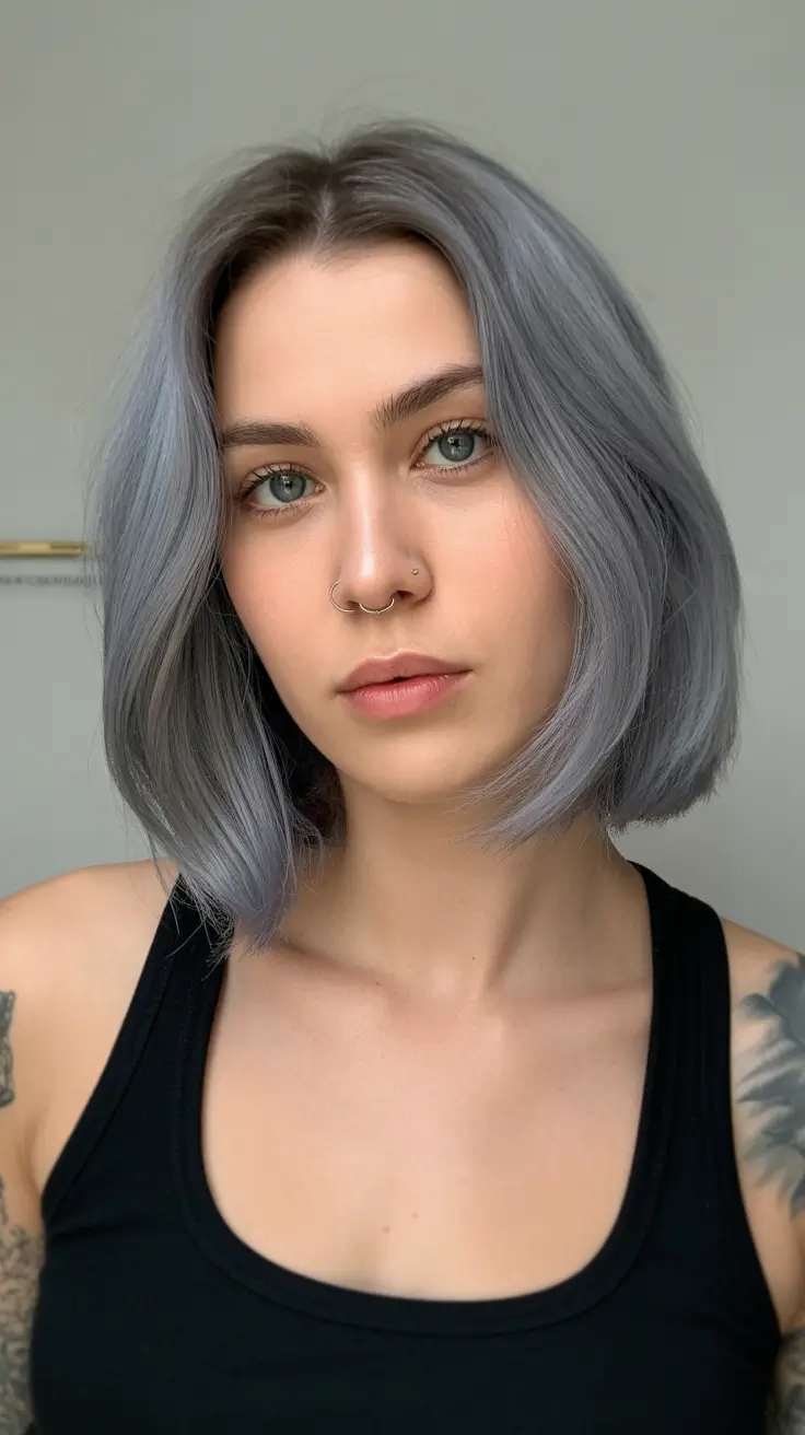 Idéias para cores de cabelo 2026 Smoky Grey Bob