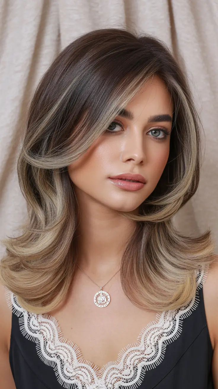 Idéias para cores de cabelo 2026 Bronde Elegance com camadas de moldura