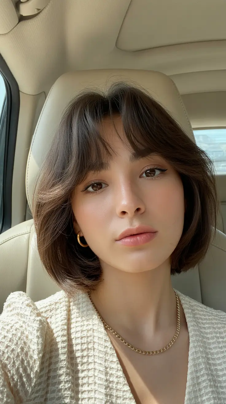 Idéias para cores de cabelo 2026 Soft Brown French Bob