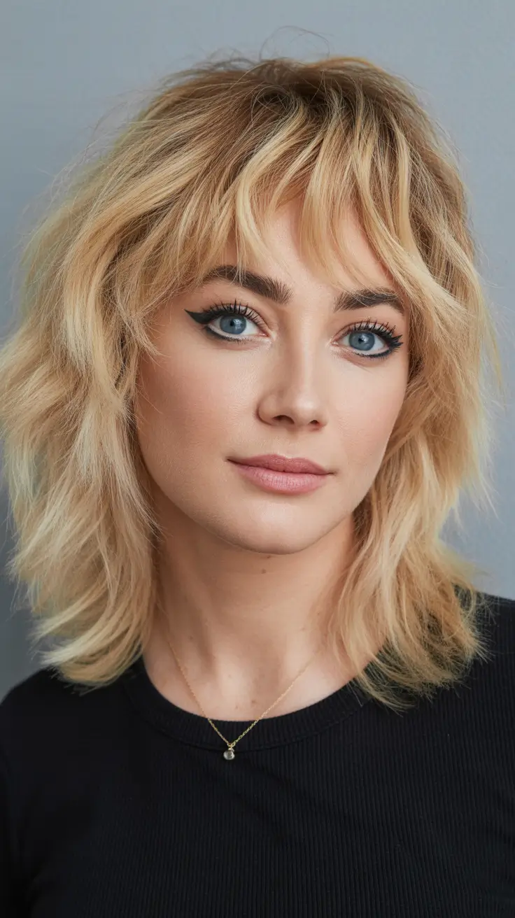 ideias de cores de cabelo que fazem você parecer mais jovem Butter Blonde Shag com atitude