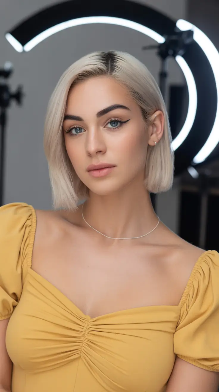 Melhores penteados bob 2026 Clean Platinum Bob com Studio Precision