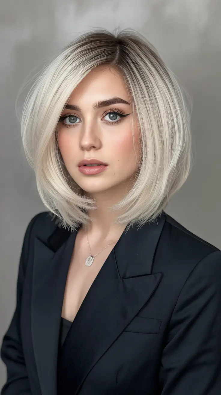 Melhores penteados bob 2026 Bob platinado em camadas com volume suave